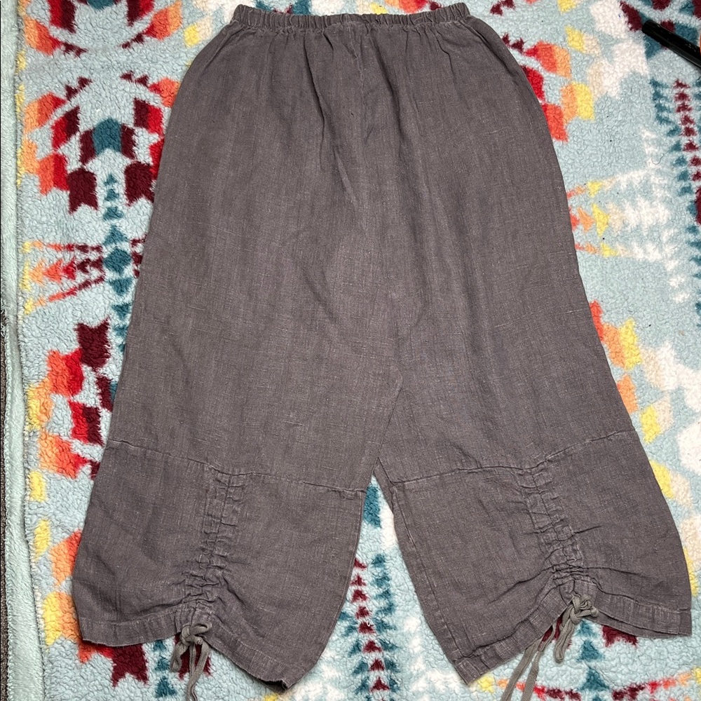Bryn Walker gray linen loose wide pants cropped - Picture 5 of 5